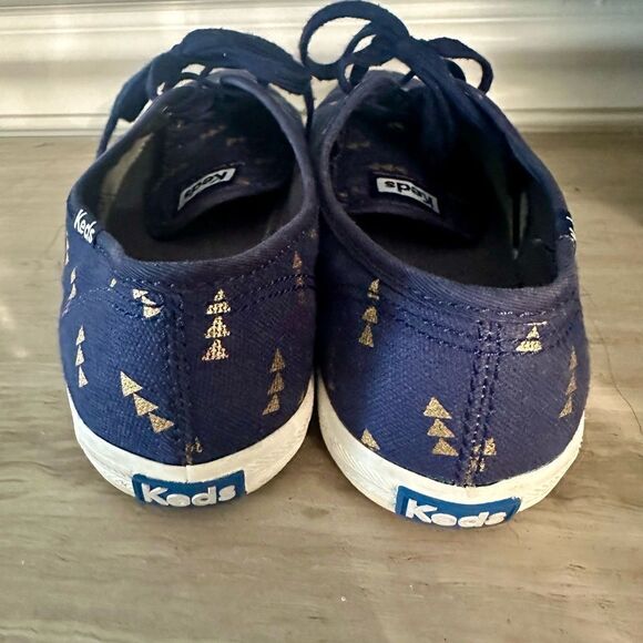 Keds navy lace up sneakers with gold print. - Picture 7 of 7